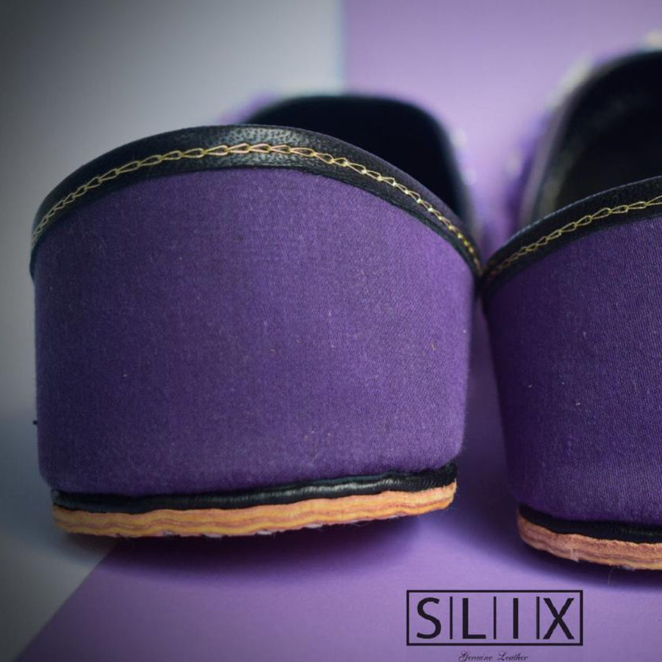 Classy Purple and White Beads Khussa in Pure Leather