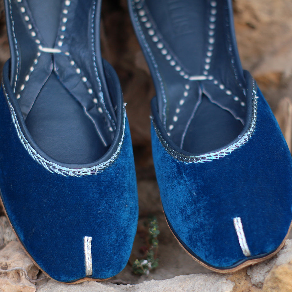 Blue Casual Khussa in Pure Leather