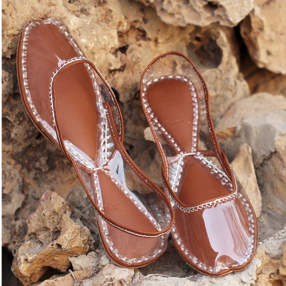 Stylish Glassy Pure Leather Khussa