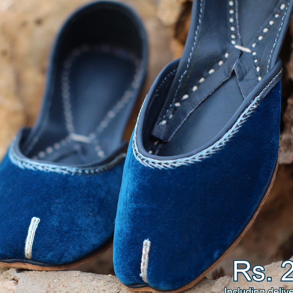 Blue Casual Khussa in Pure Leather