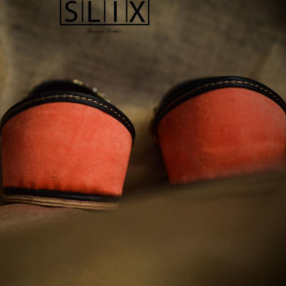 Orange Champ Beads Handcrafted khussa (Genuine Leather)