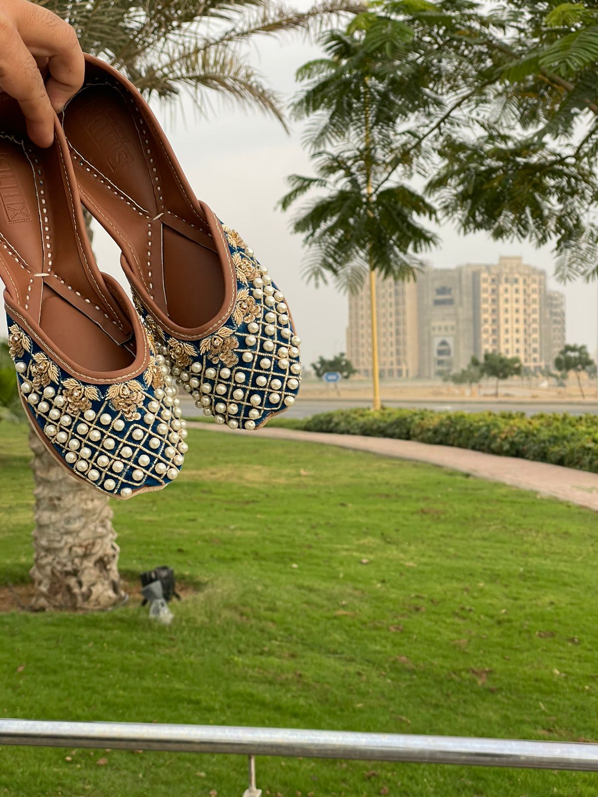 Fancy and Gorgeous Khussas with Pearls and Embroidery (100% Pure Leather)