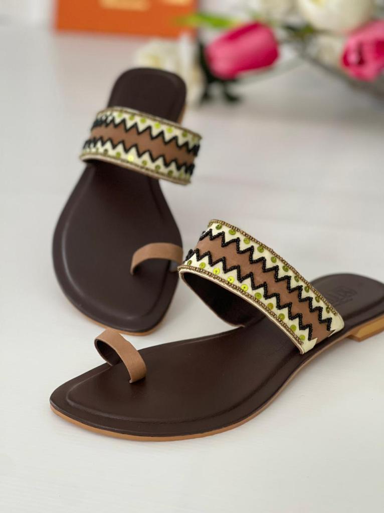 Elegant Kolapuri Flat in Dark Brown