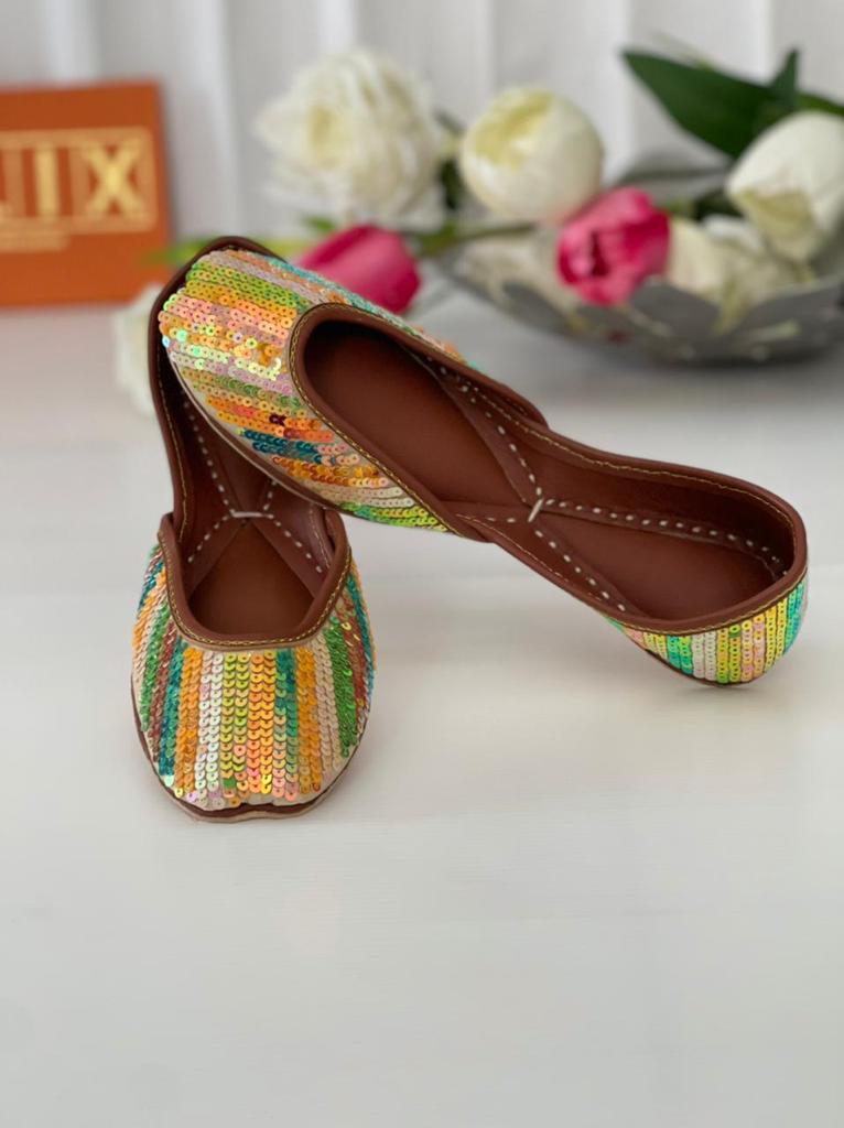 Sparkle Khussas with Sitara Hand Work in Pure Leather