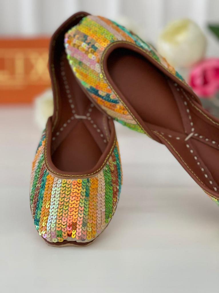 Sparkle Khussas with Sitara Hand Work in Pure Leather