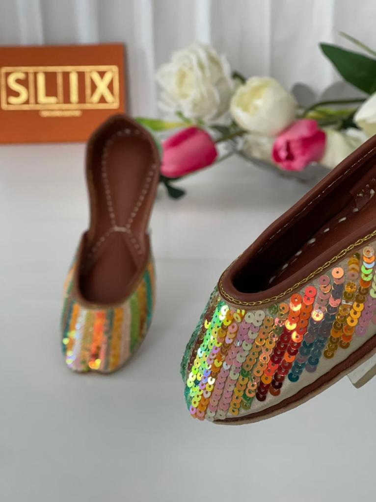 Sparkle Khussas with Sitara Hand Work in Pure Leather