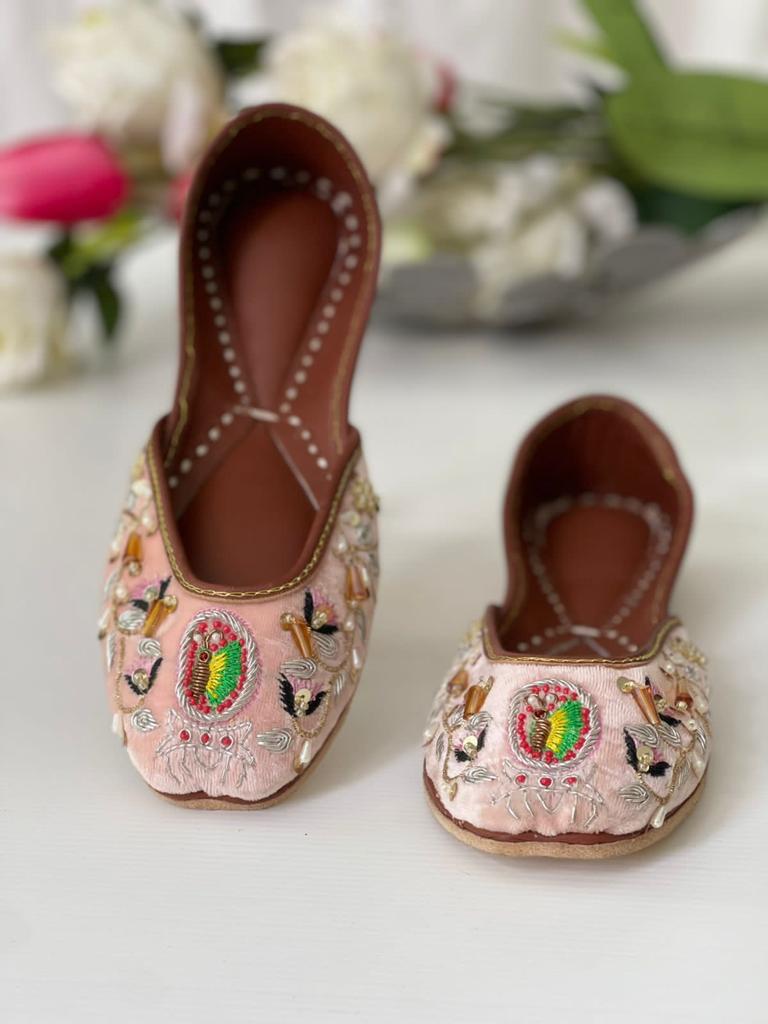Pink Colored Khussas with Traditional Look in Pure Leather
