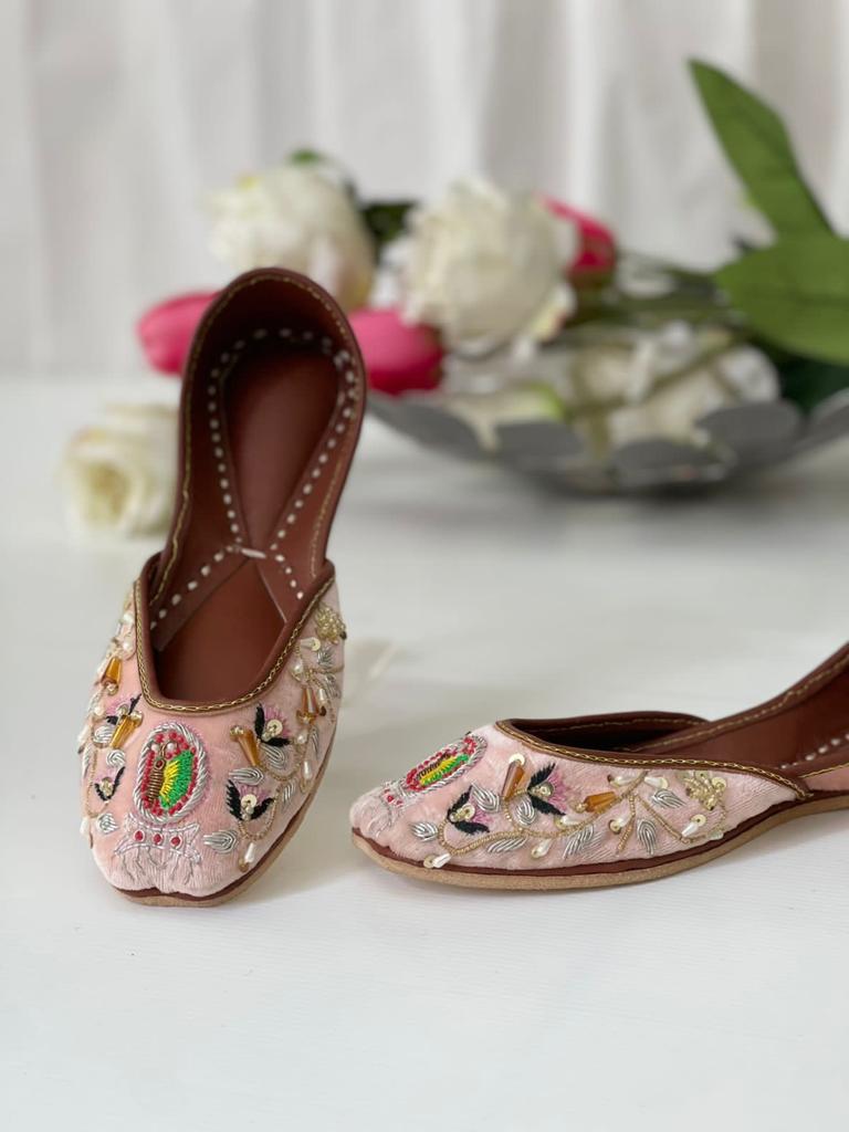 Pink Colored Khussas with Traditional Look in Pure Leather