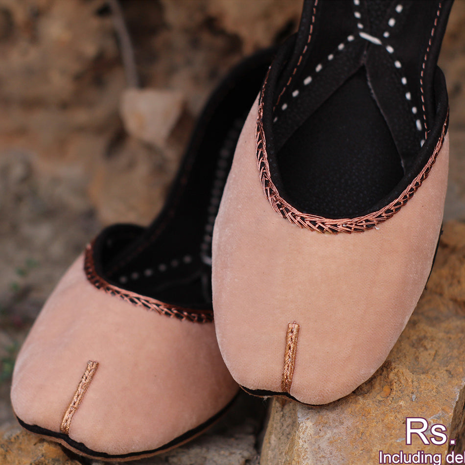 Light Peach Casual Khussa in Pure Leather - Main Image